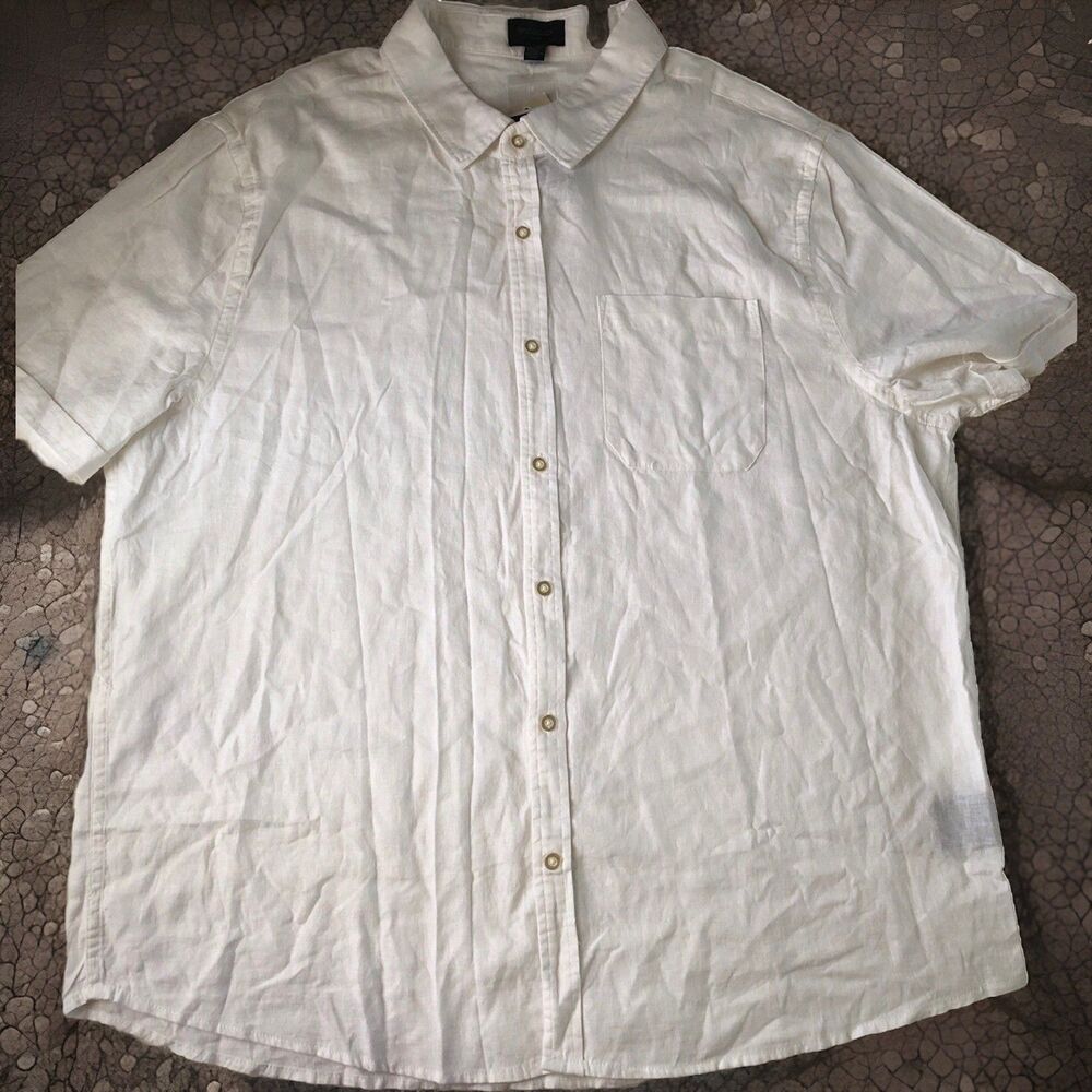 magaschoni Man Mens Linen Blend Button Down Shirt Bright White Size XXL NWT